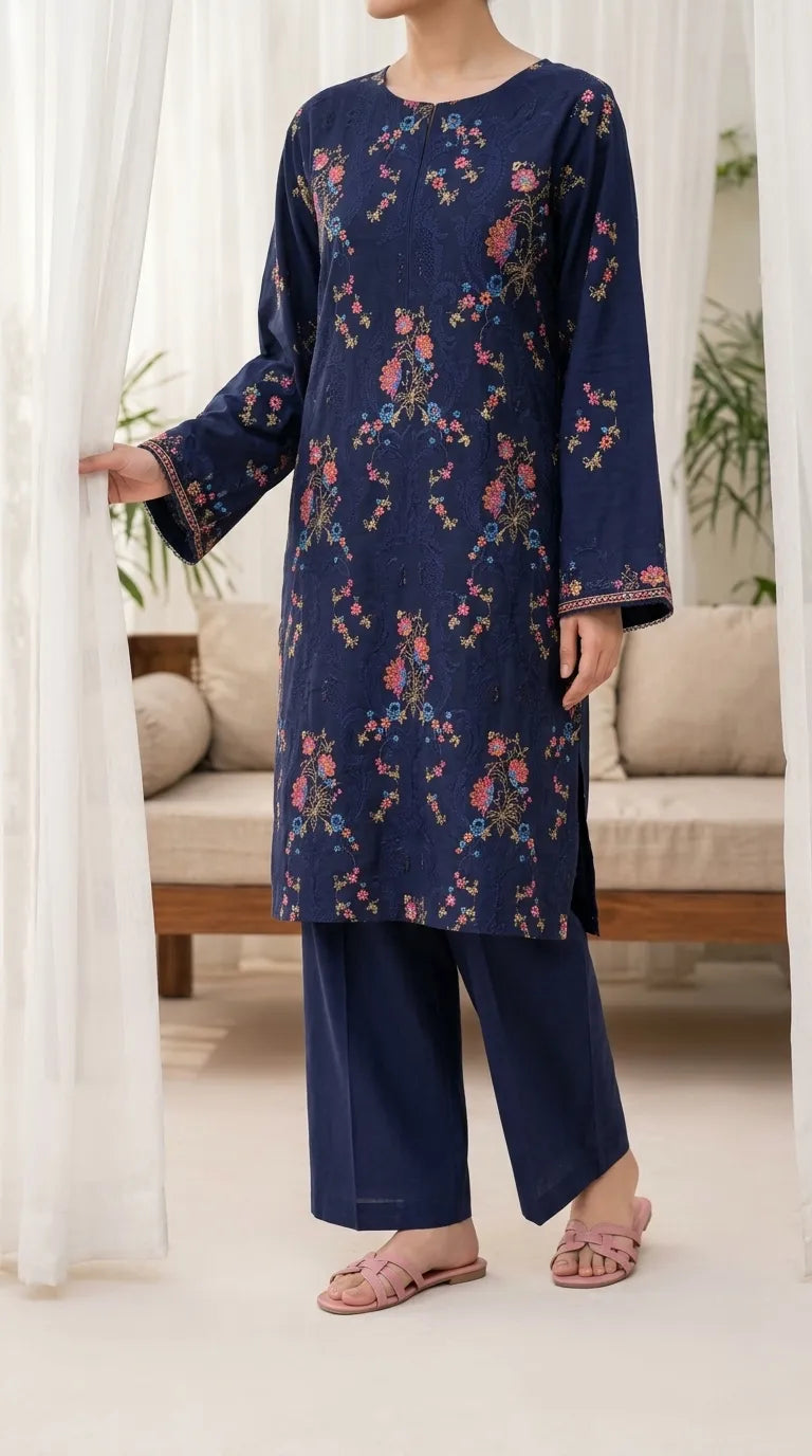 2 PC Unstitched Embellished Lawn Suit US623712