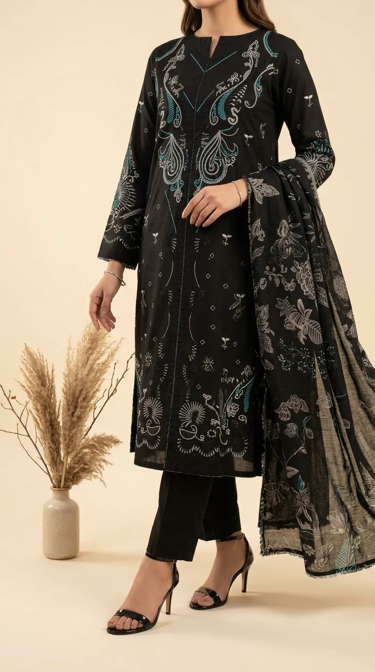 3 PC Unstitched Embellished Suit US624401
