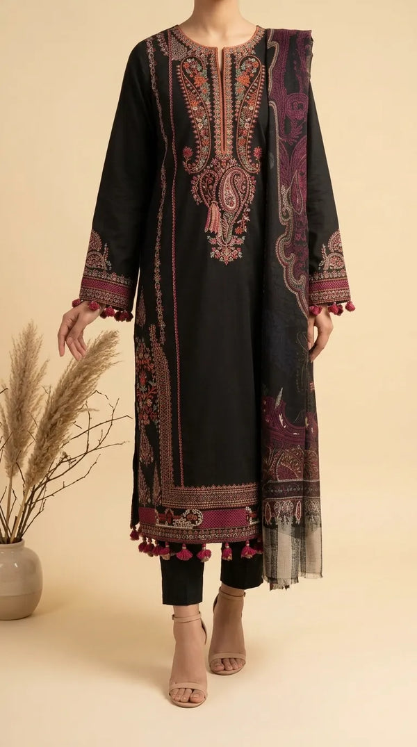 3 PC Unstitched Embellished Suit US624501
