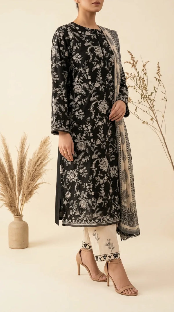 3 PC Unstitched Embellished Suit US624701