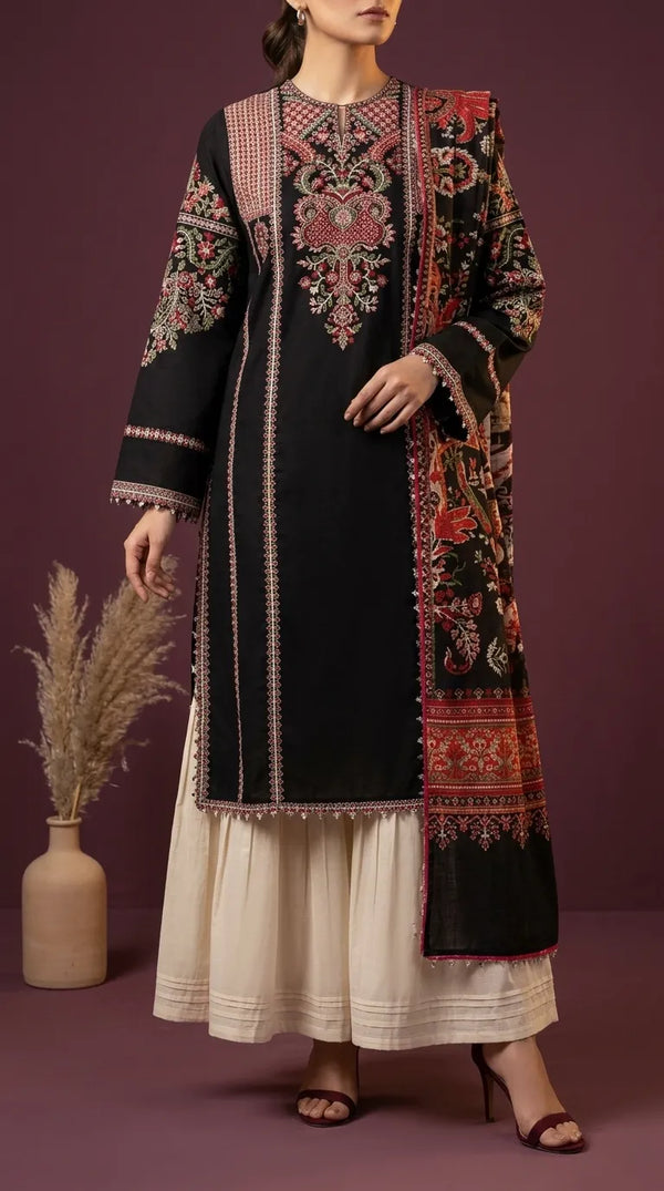 3 PC Unstitched Embellished Suit US625101