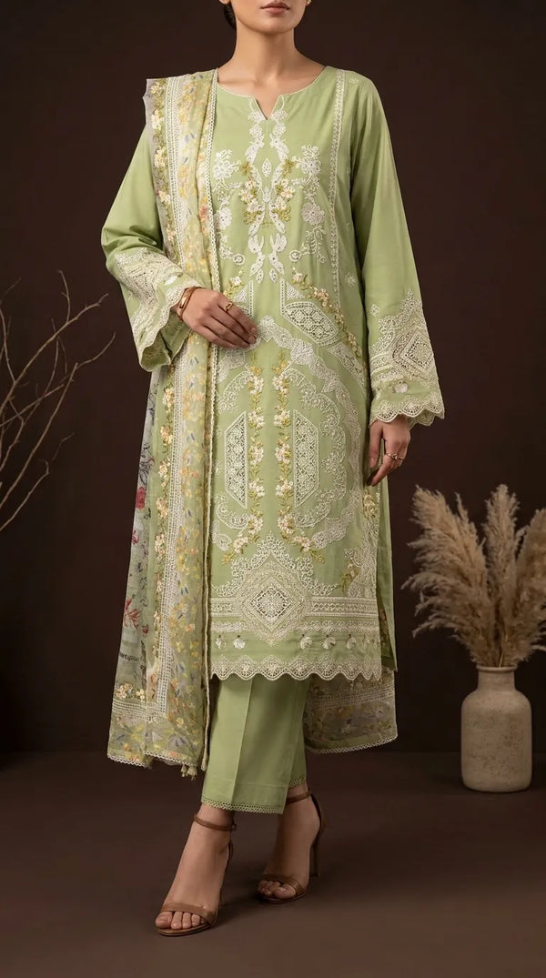 3 PC Unstitched Embellished Suit US625311