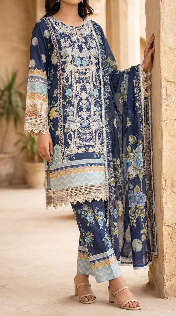 3 PC Digital Printed Lawn Suit US6270