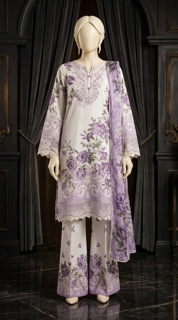 3 PC Digital Printed Lawn Suit US627408
