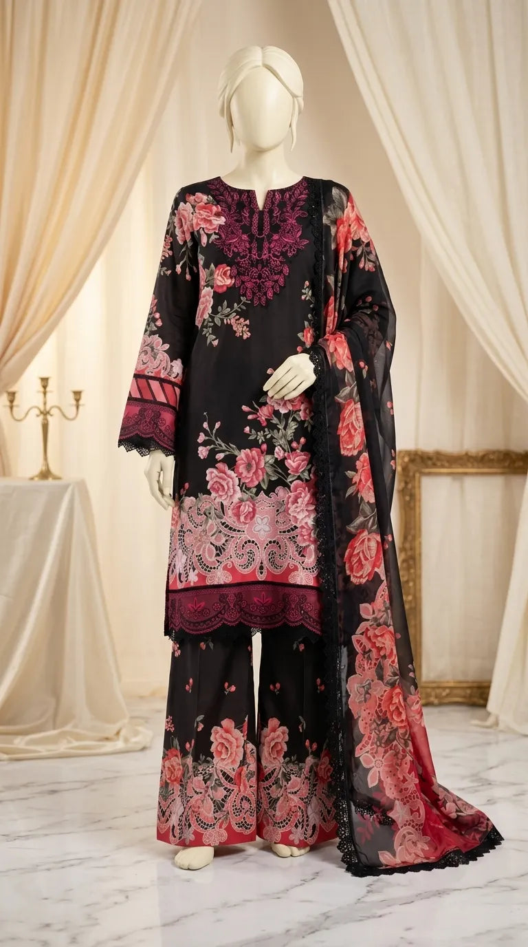 3 PC Digital Printed Lawn Suit US627701
