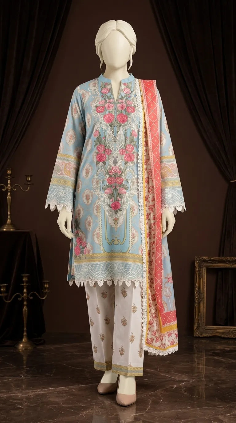 3 PC Digital Printed Lawn Suit US628712