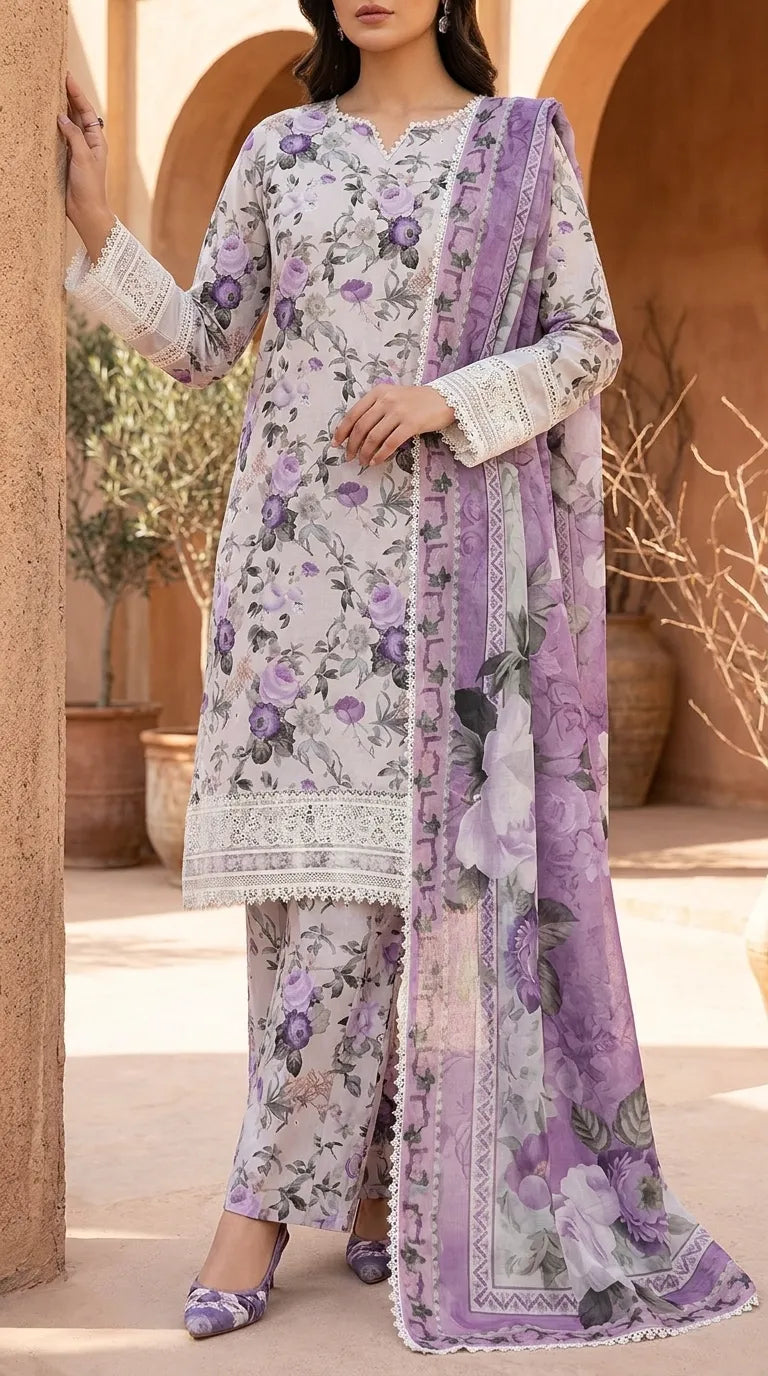 3 PC Digital Printed Lawn Suit US6294