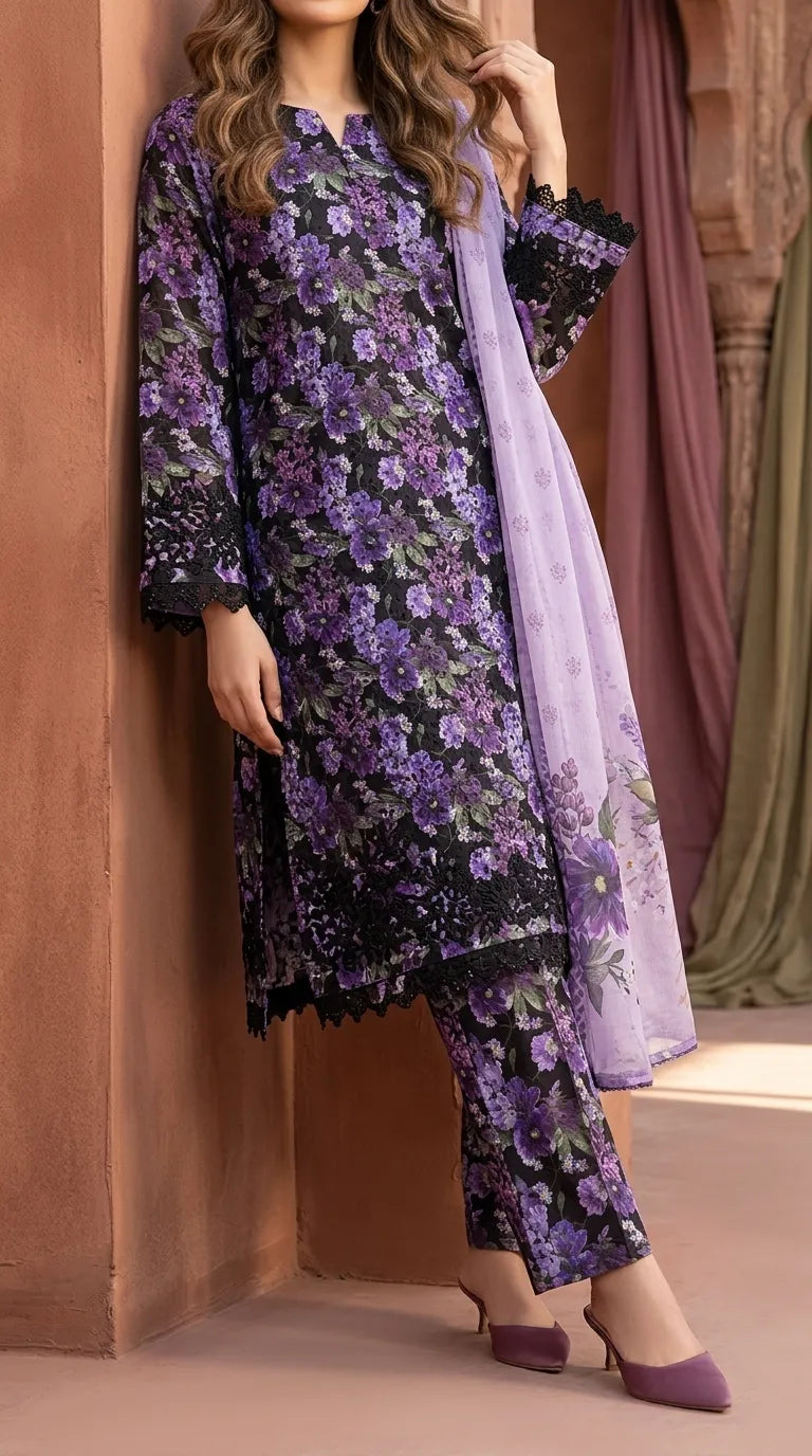 3 PC Digital Printed Lawn Suit US6315