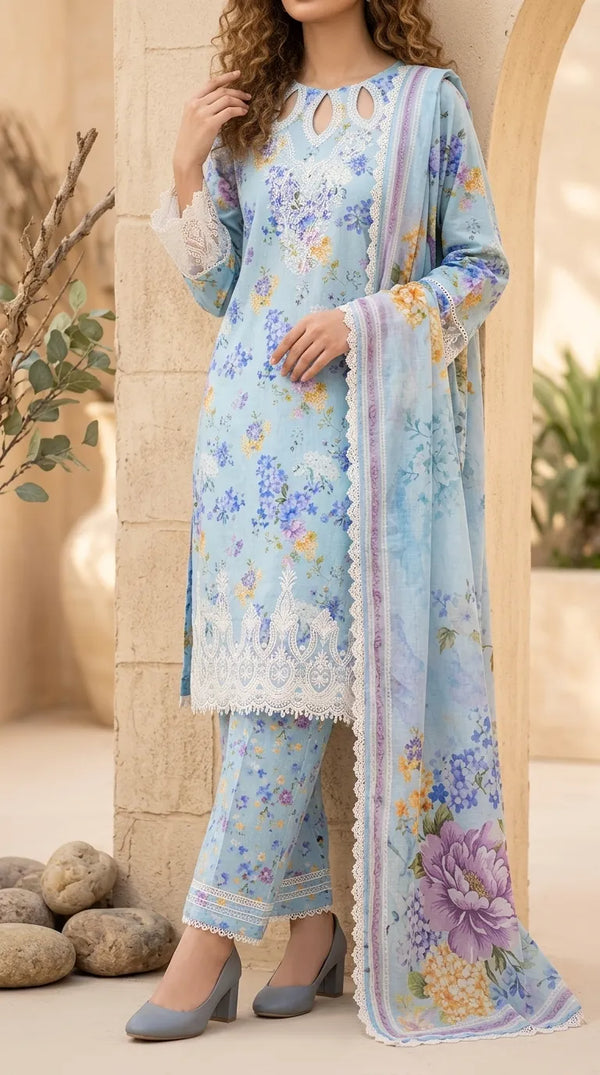 3 PC Digital Printed Lawn Suit US6316