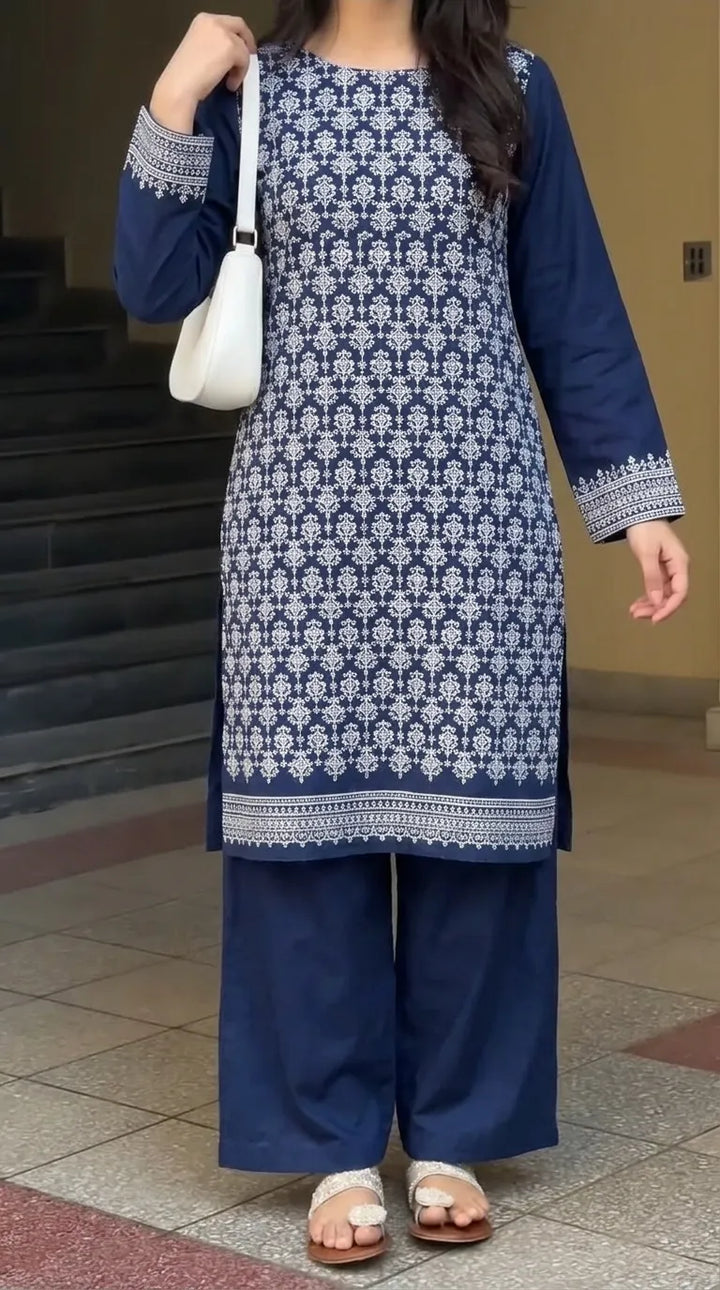 2 PC Unstitched Embroidered Khaddar Suit US638148