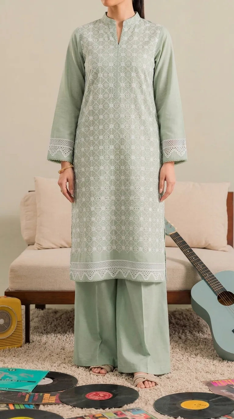 2 PC Unstitched Embroidered Khaddar Suit US638317