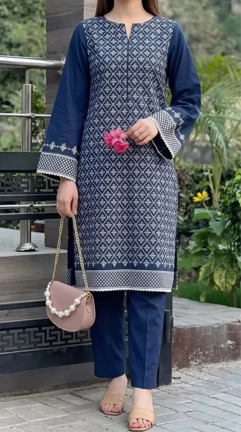 2 PC Unstitched Embroidered Khaddar Suit US638448