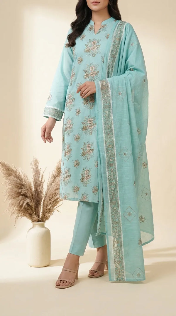 3 PC Unstitched Lawn Suit US646217
