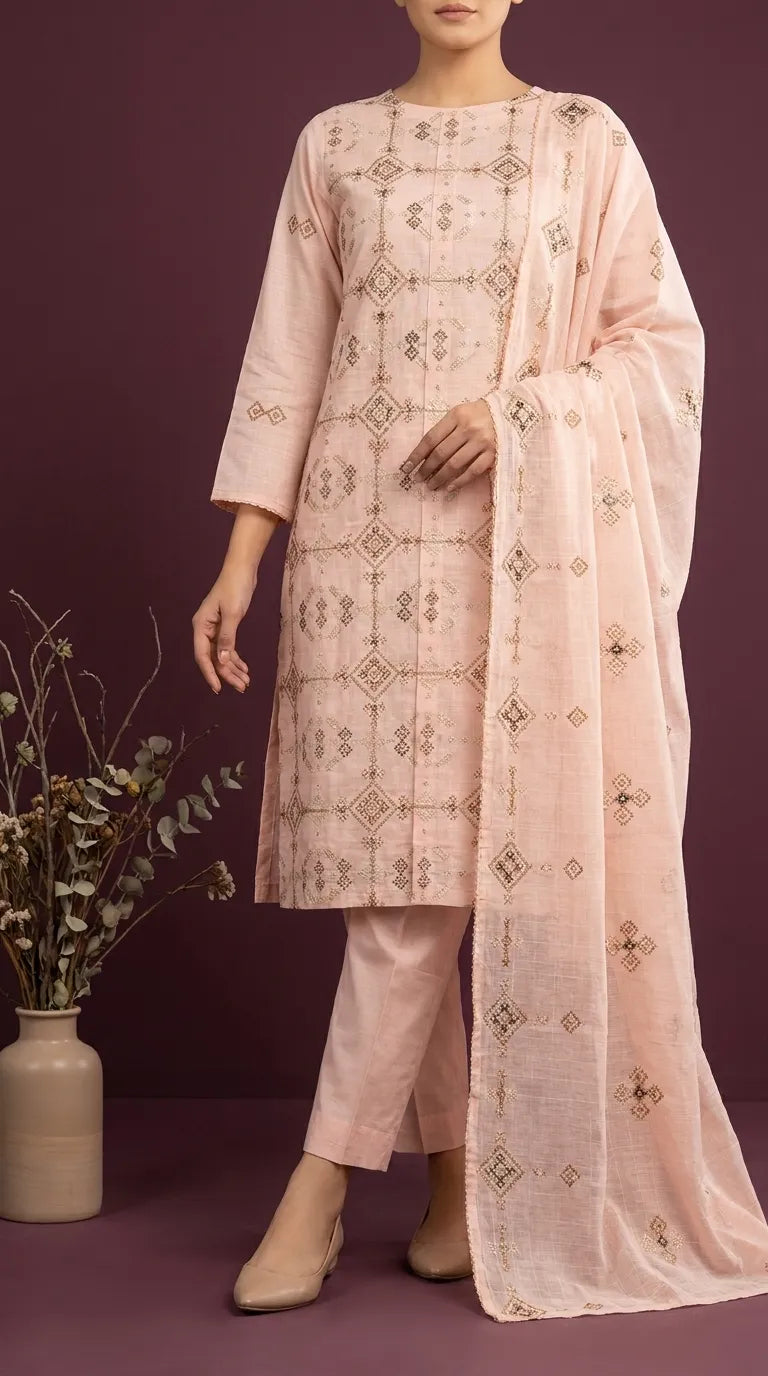 3 PC Unstitched Lawn Suit US646318