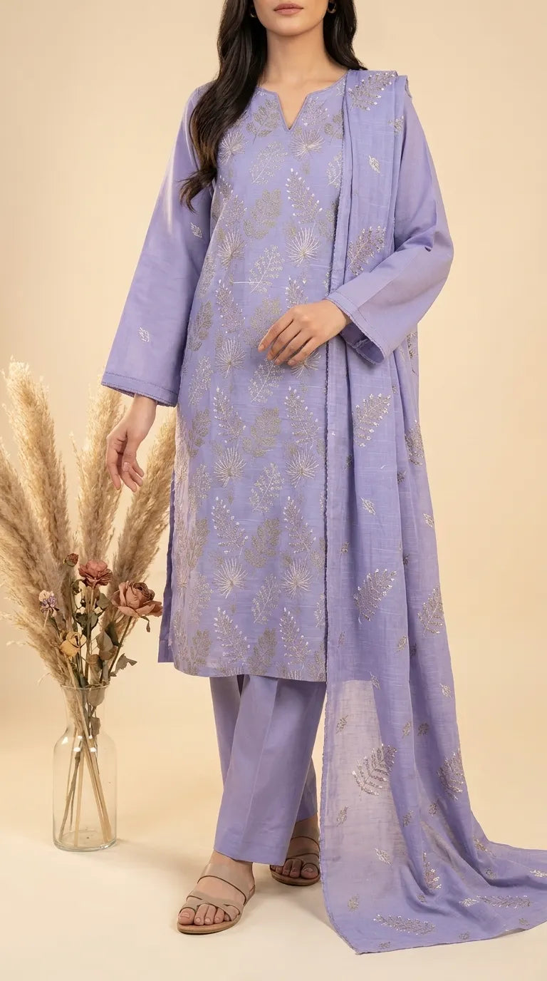 3 PC Unstitched Lawn Suit US646412