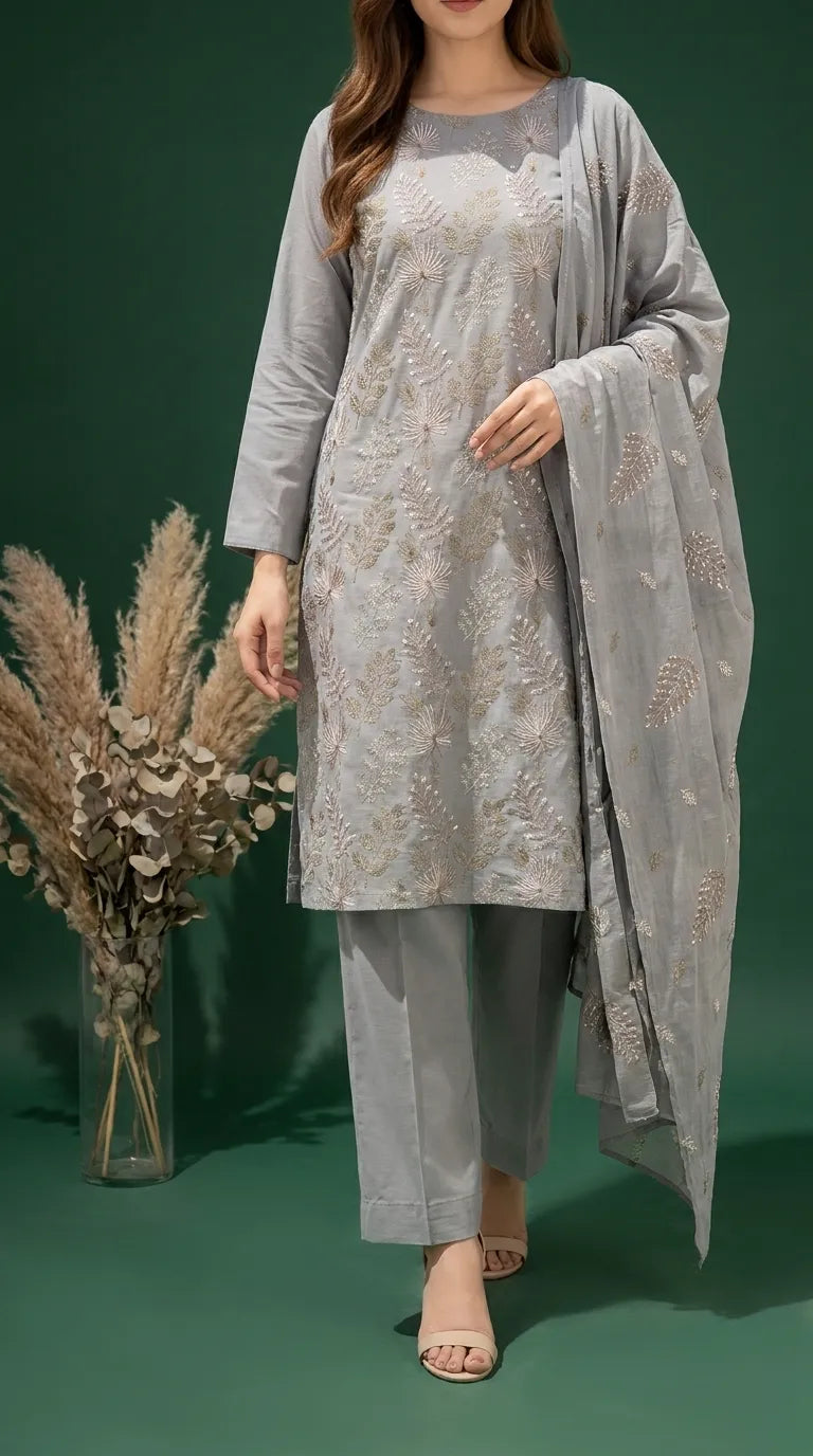 3 PC Unstitched Lawn Suit US646495