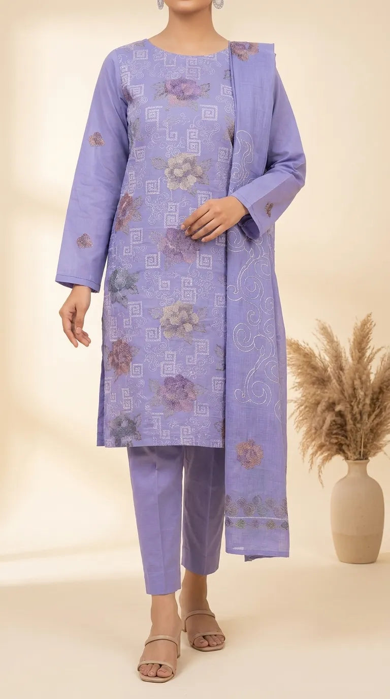3 PC Unstitched Lawn Suit US646512
