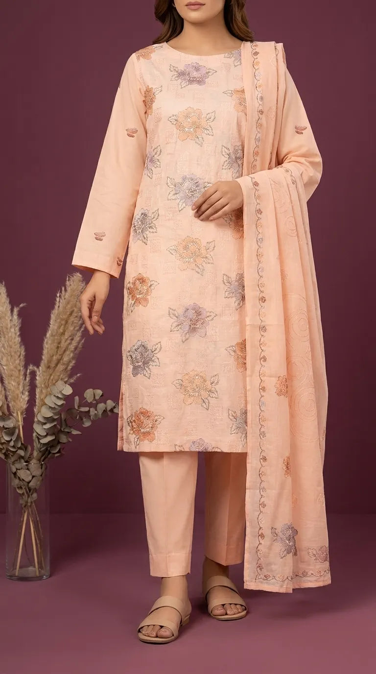 3 PC Unstitched Lawn Suit US646518