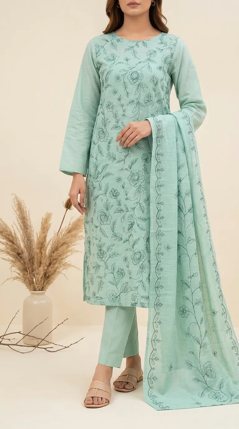 3 PC Unstitched Lawn Suit US646617