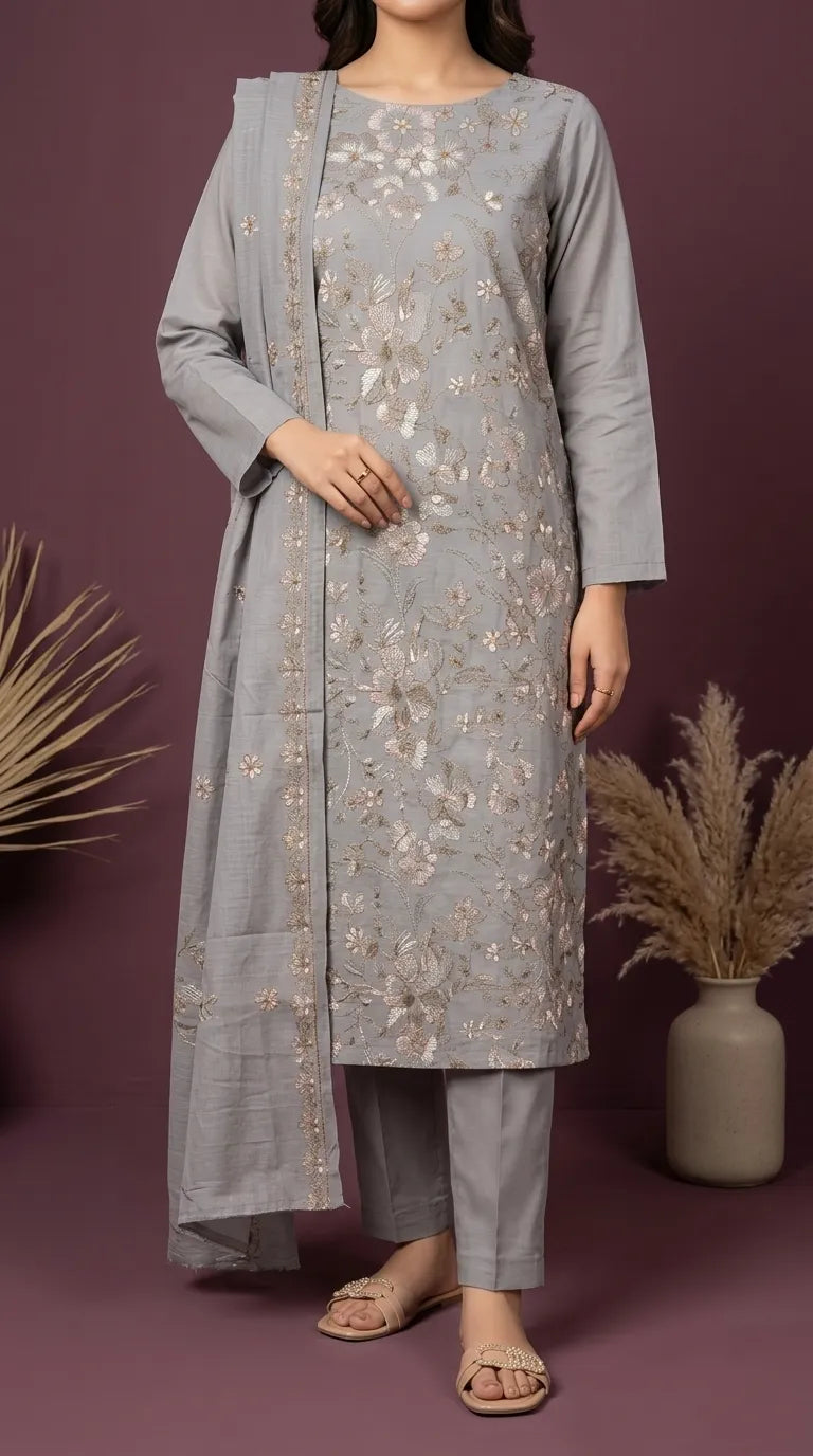 3 PC Unstitched Lawn Suit US646795