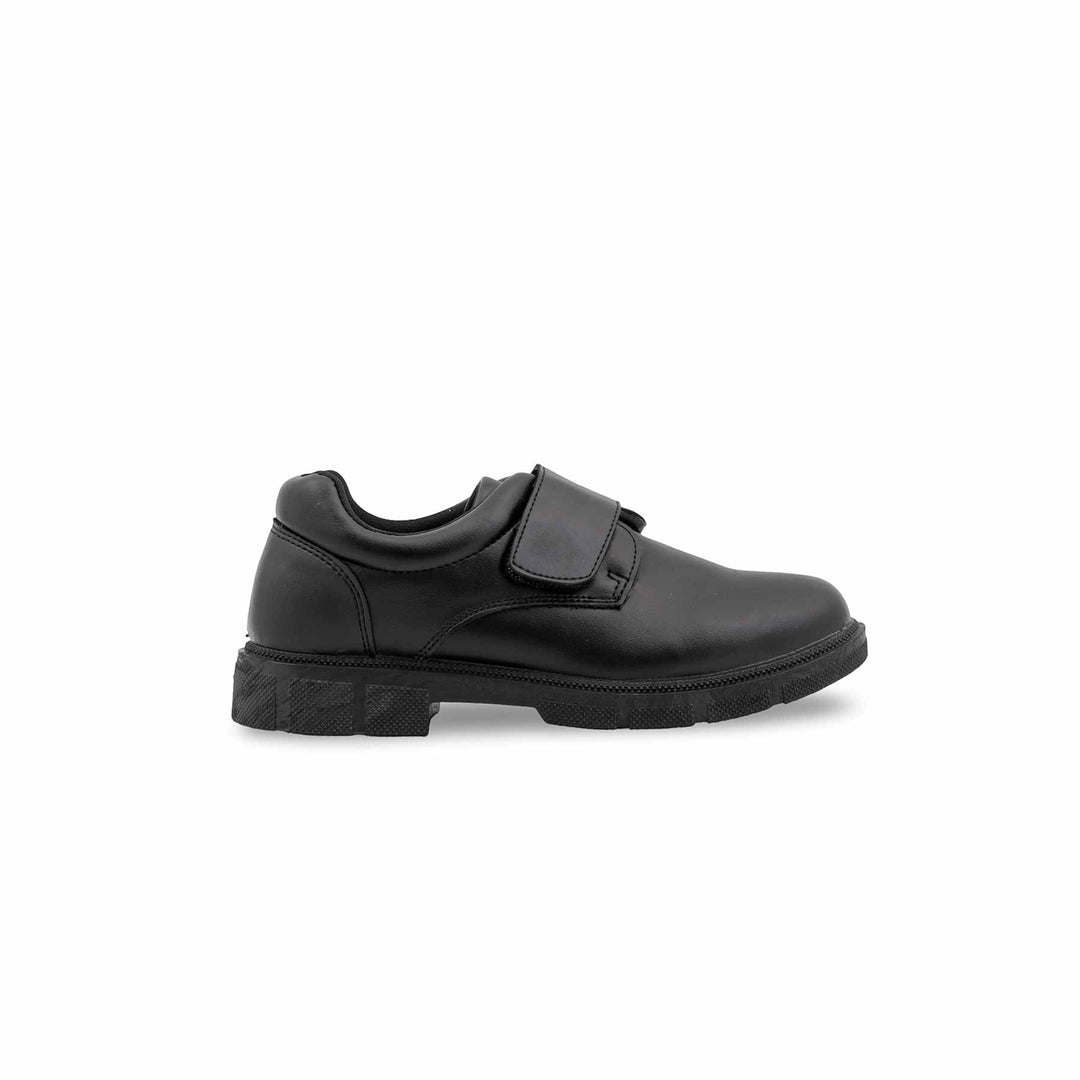 Boys Black Velcro Strap School Shoes WKS018