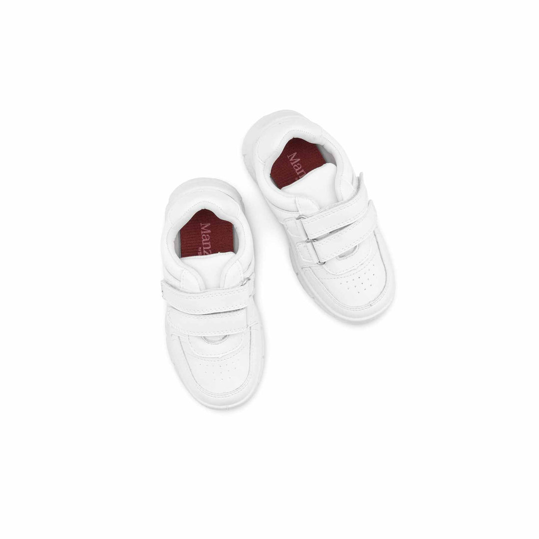 Boys White Dual Strap Schools Shoes WKS035