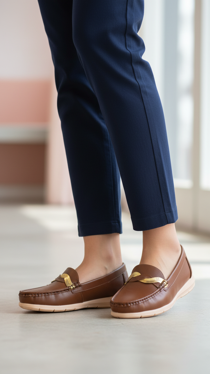 Brown Moccasin For Ladies WN4555