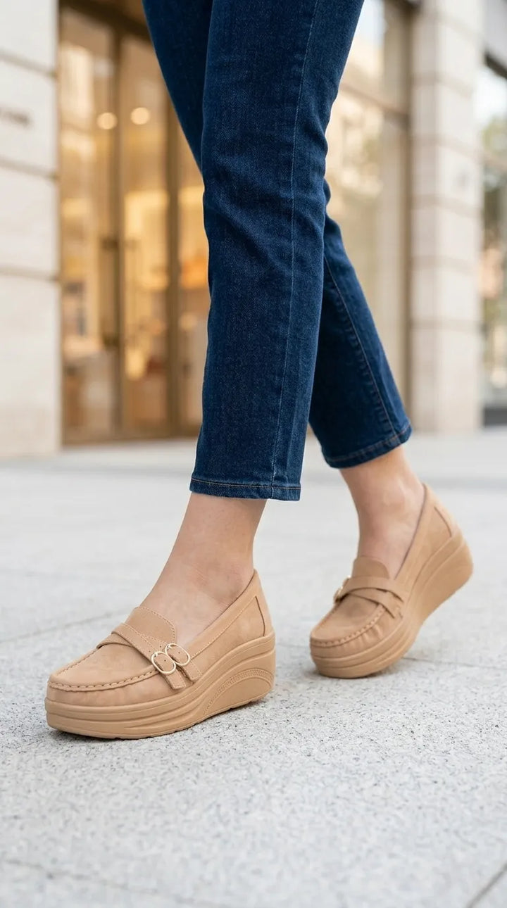 Beige Moccasin For Ladies WN4597