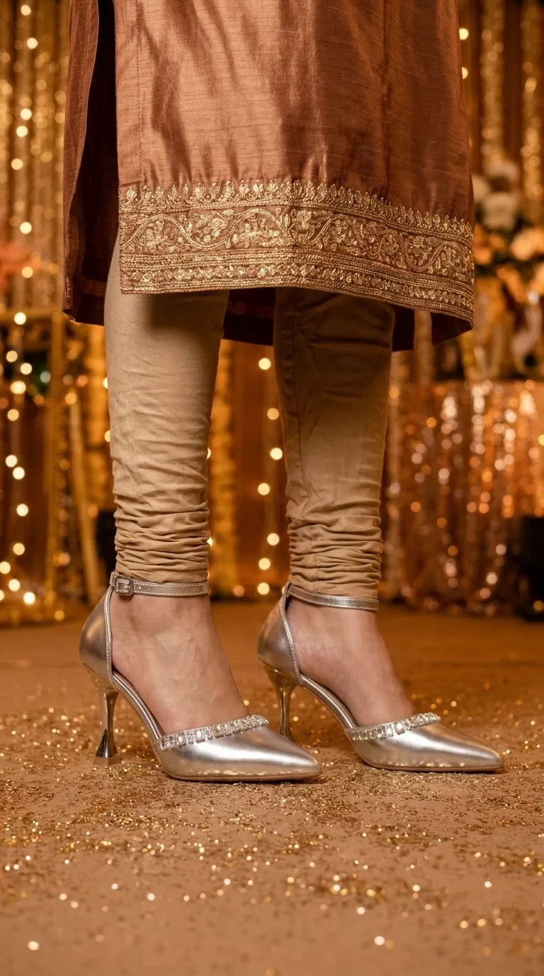 Silver Court Shoes For Women WN5728