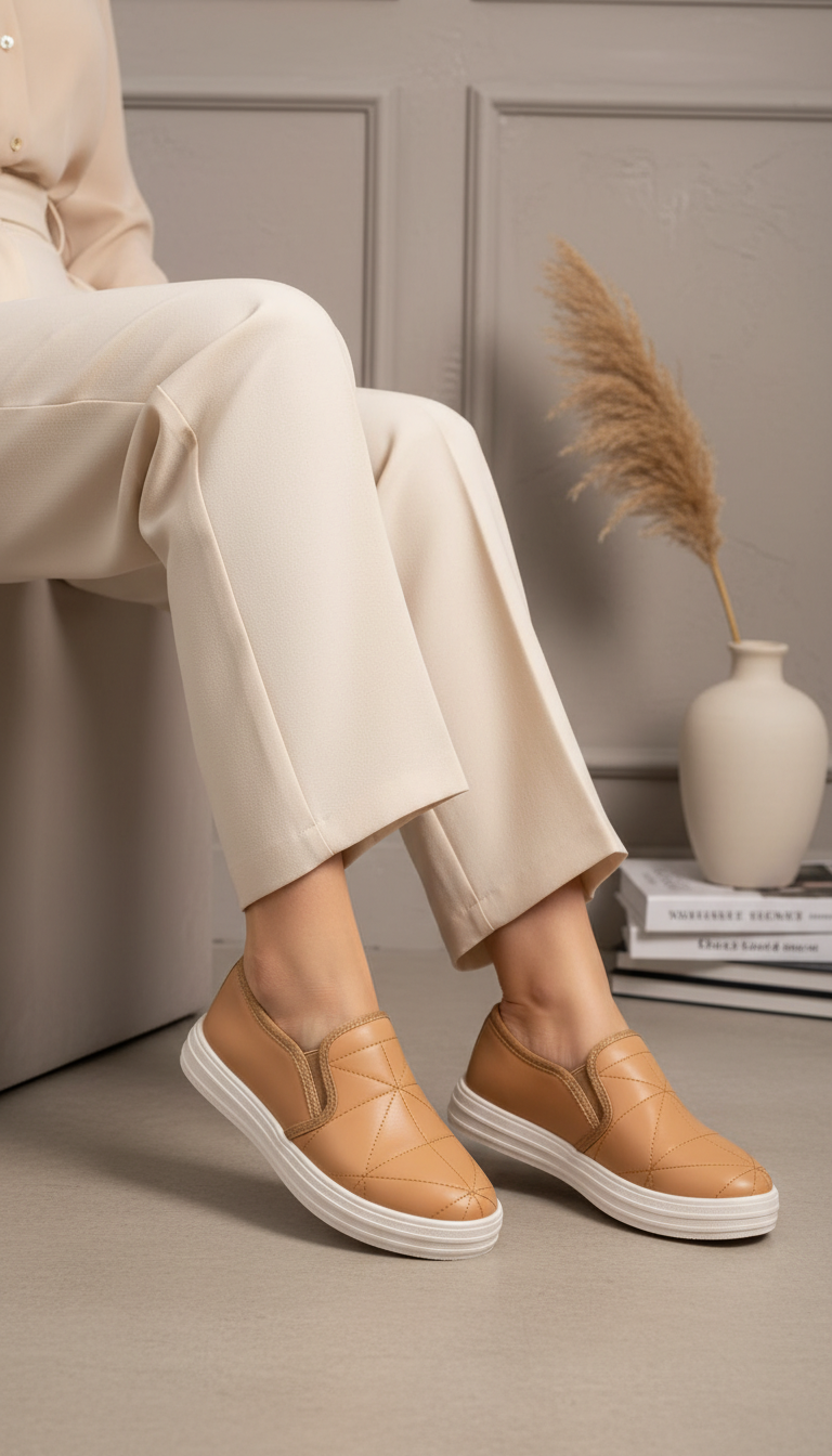 Beige Sneaker For Women WN6199