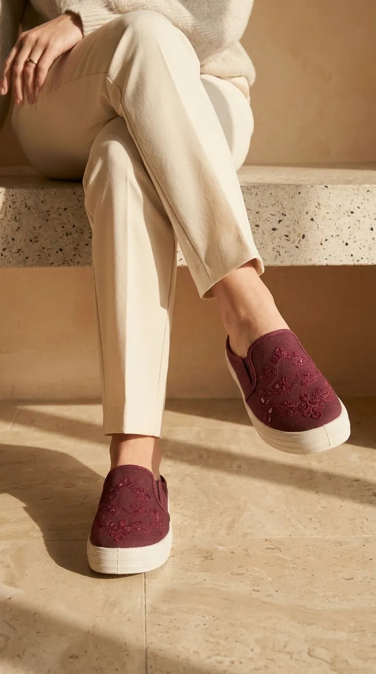 Maroon Casual Sneaker For Ladies WN6239