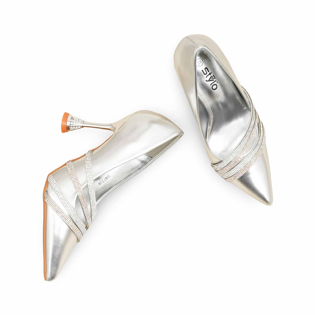 Silver Court Shoes For Ladies WN7519