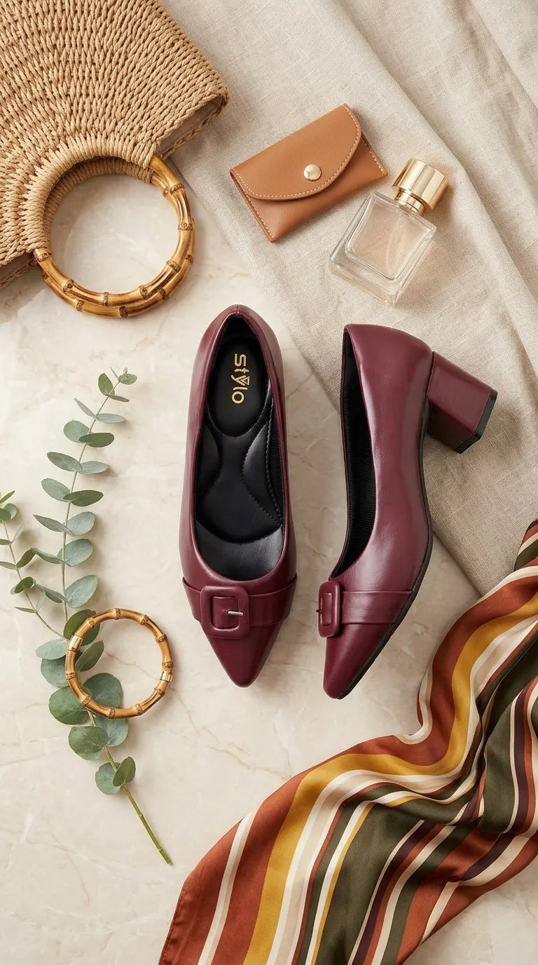 Maroon Court Shoes For Ladies WN7614