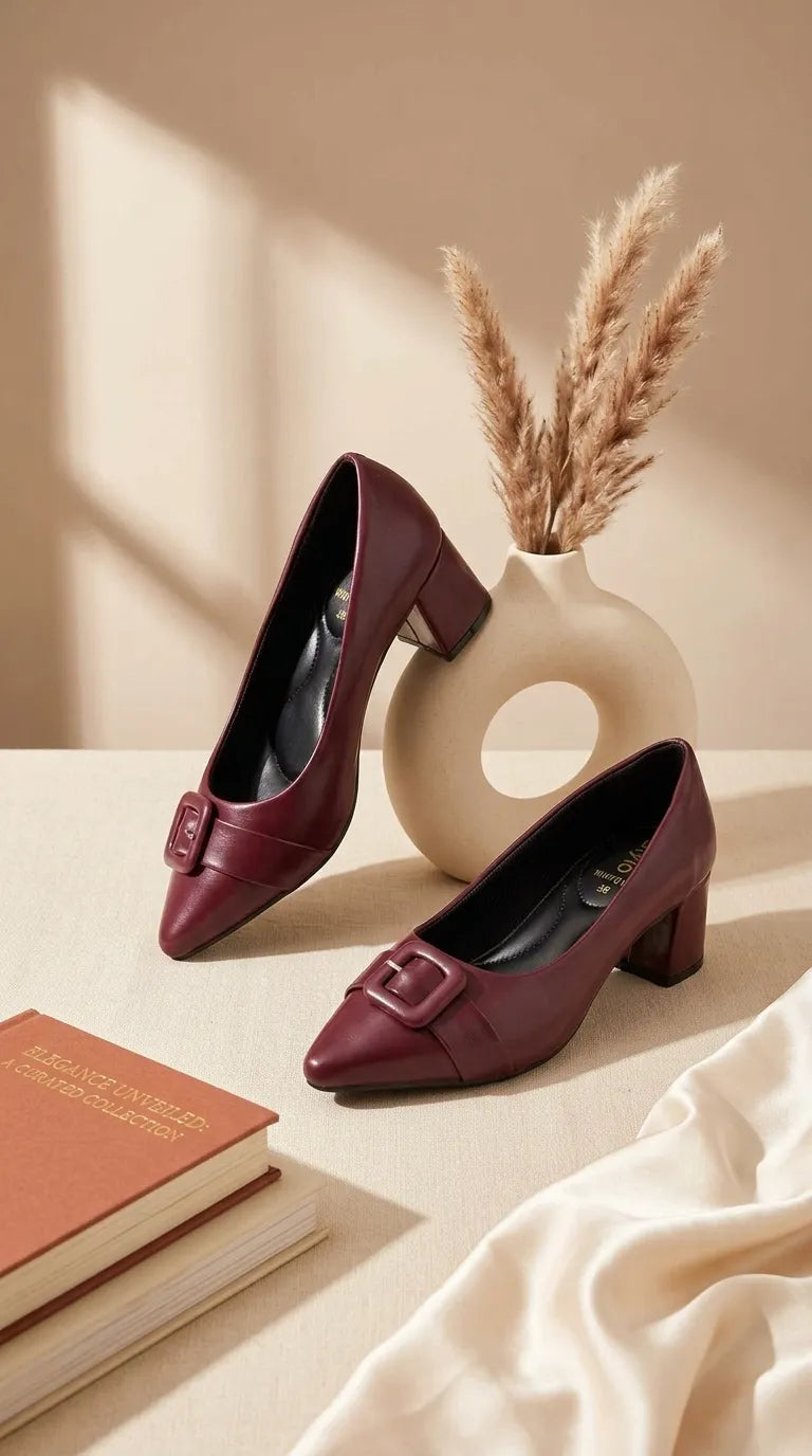 Maroon Court Shoes For Ladies WN7614