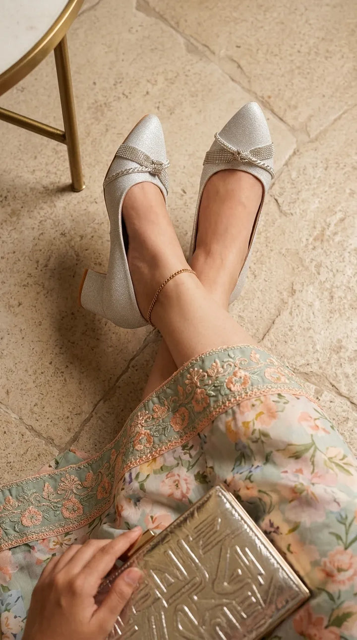 Silver Court Shoes For Ladies WN7625