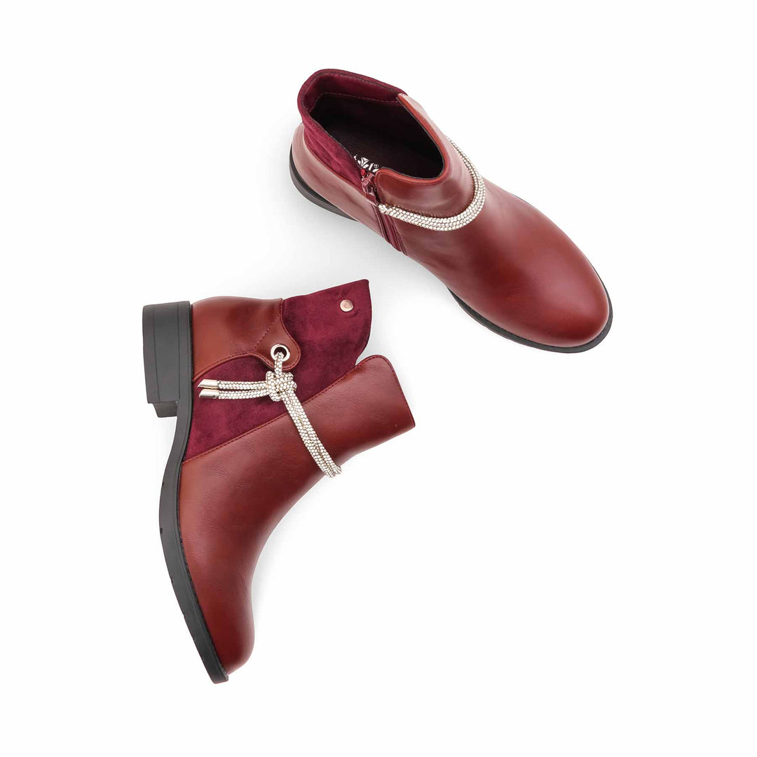 Maroon Long Shoes For Women WN9023