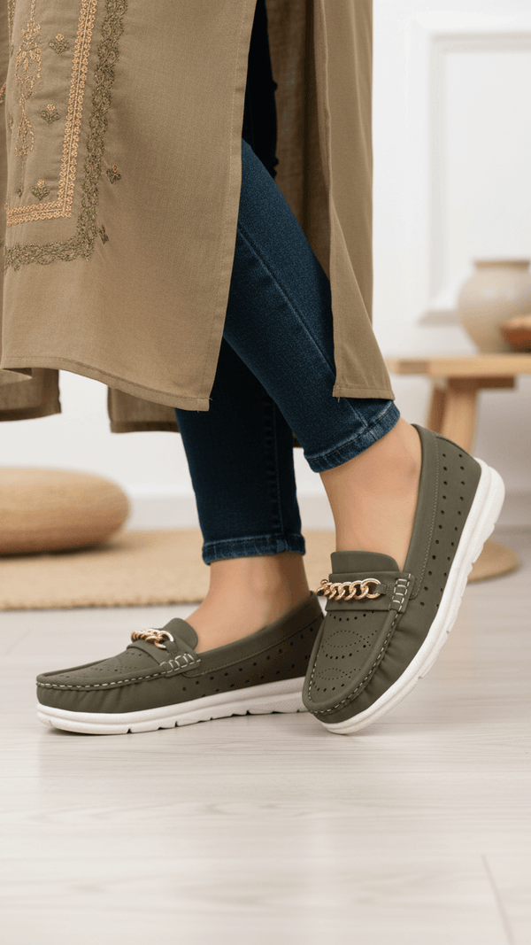 Green Moccasin For Women WNS006