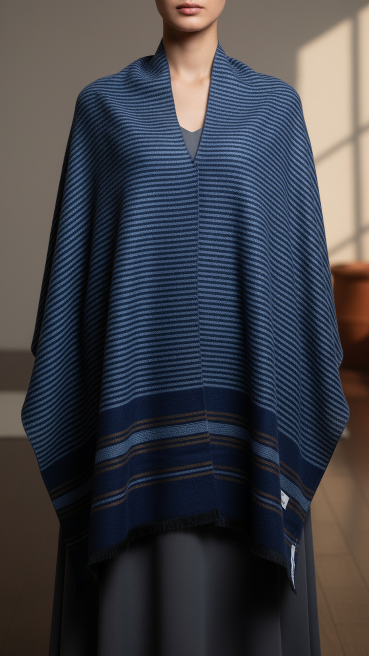 Navy Winter Cape shawl PW5913