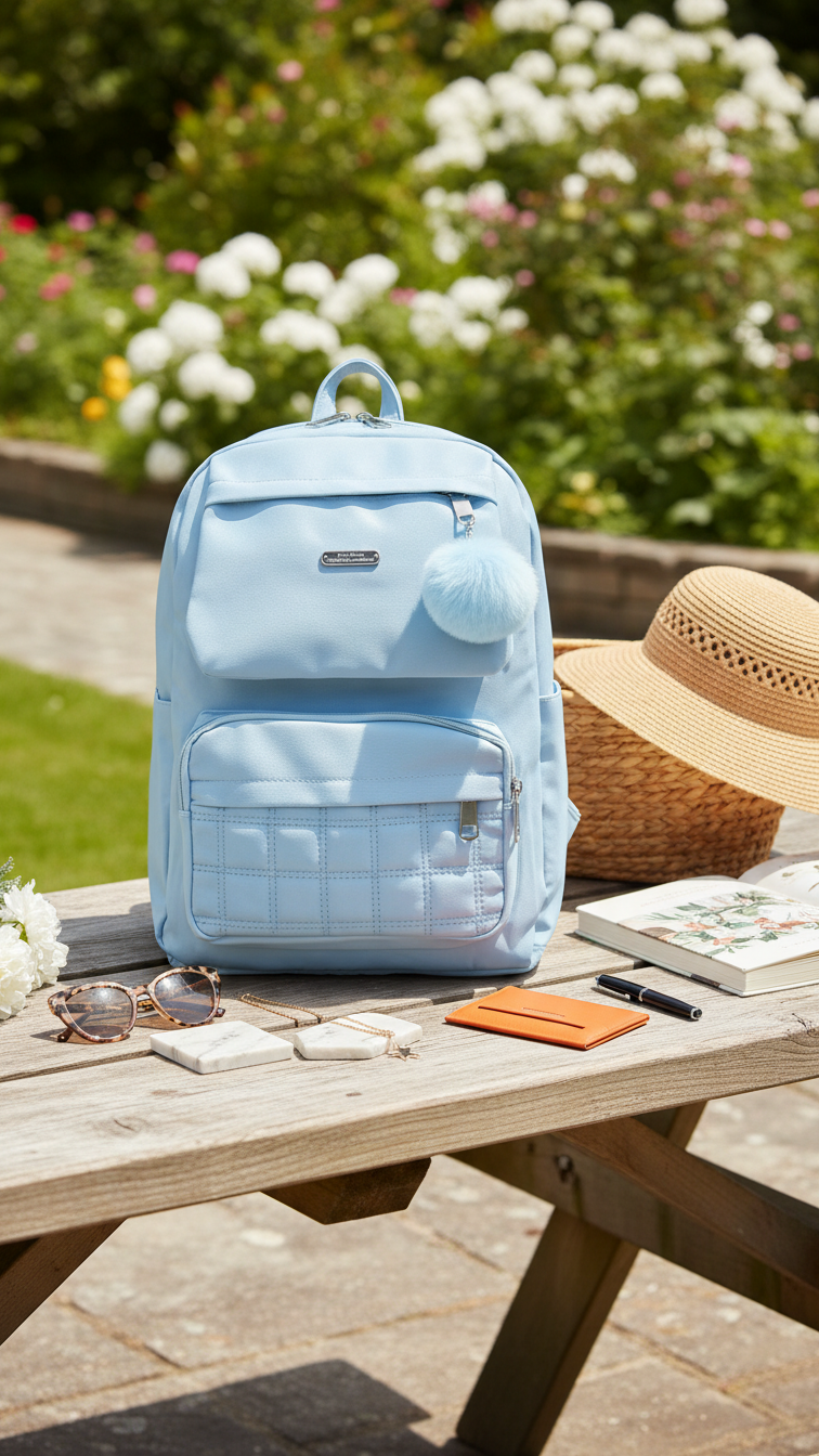 Sky Blue Casual Back Pack For Women P47471