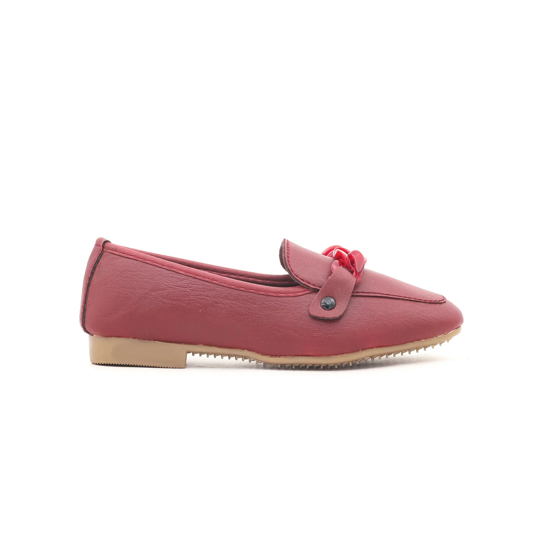 Girls Maroon Formal Moccasin KD0292