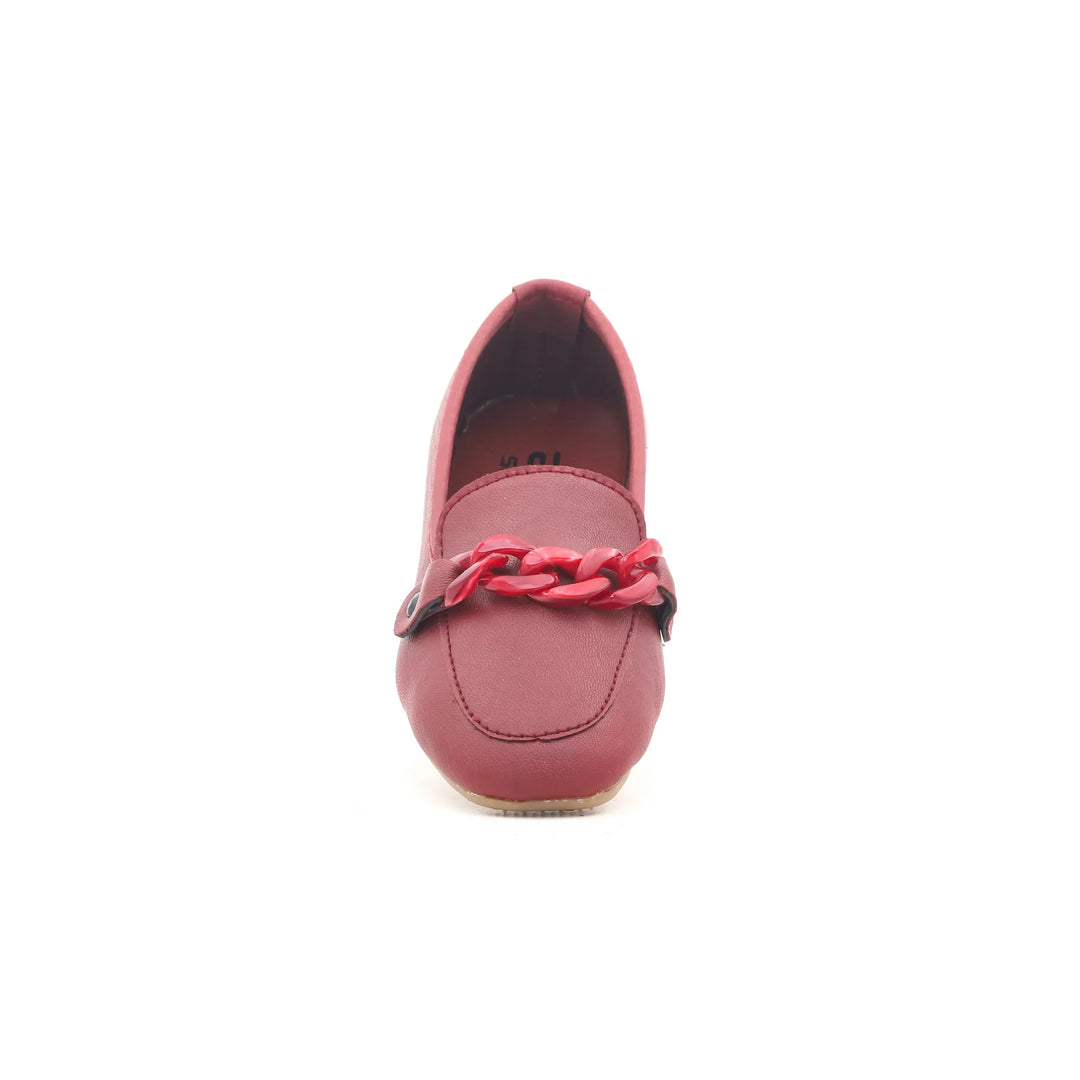 Girls Maroon Formal Moccasin KD0292