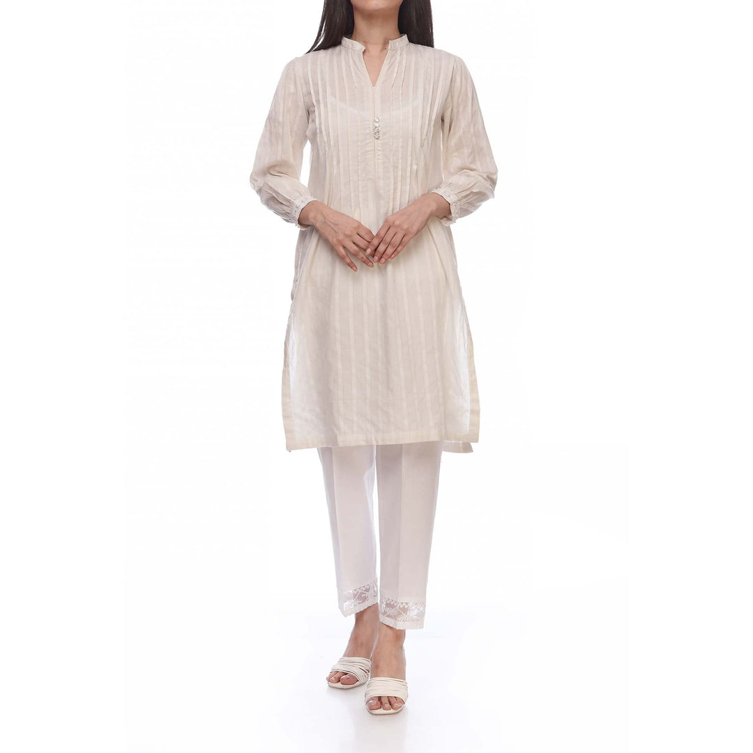 White Color Solid Self Jacquard Shirt PS2113
