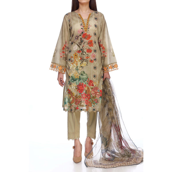 3PC- Unstitched Digital Printed Lawn Embroidered Suit PS2403