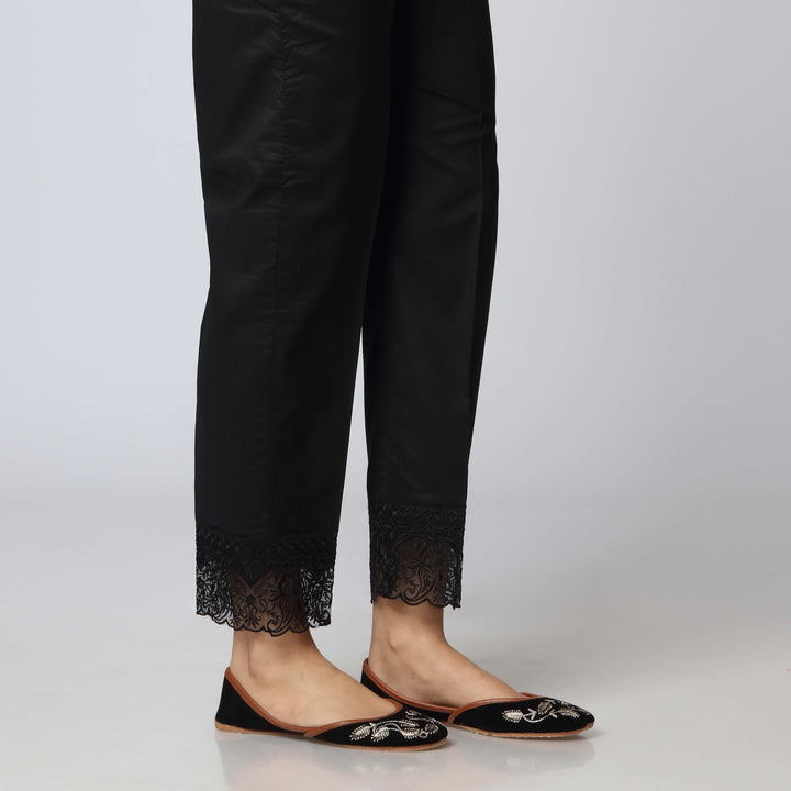 Black Cotton Embellished Slim Fit Trouser PS3503