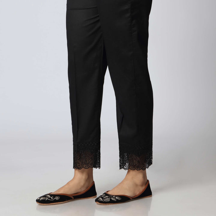 Black Cotton Embellished Slim Fit Trouser PS3503