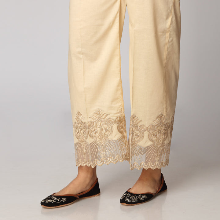 Beige Cambric Straight Fit Trouser PS3508