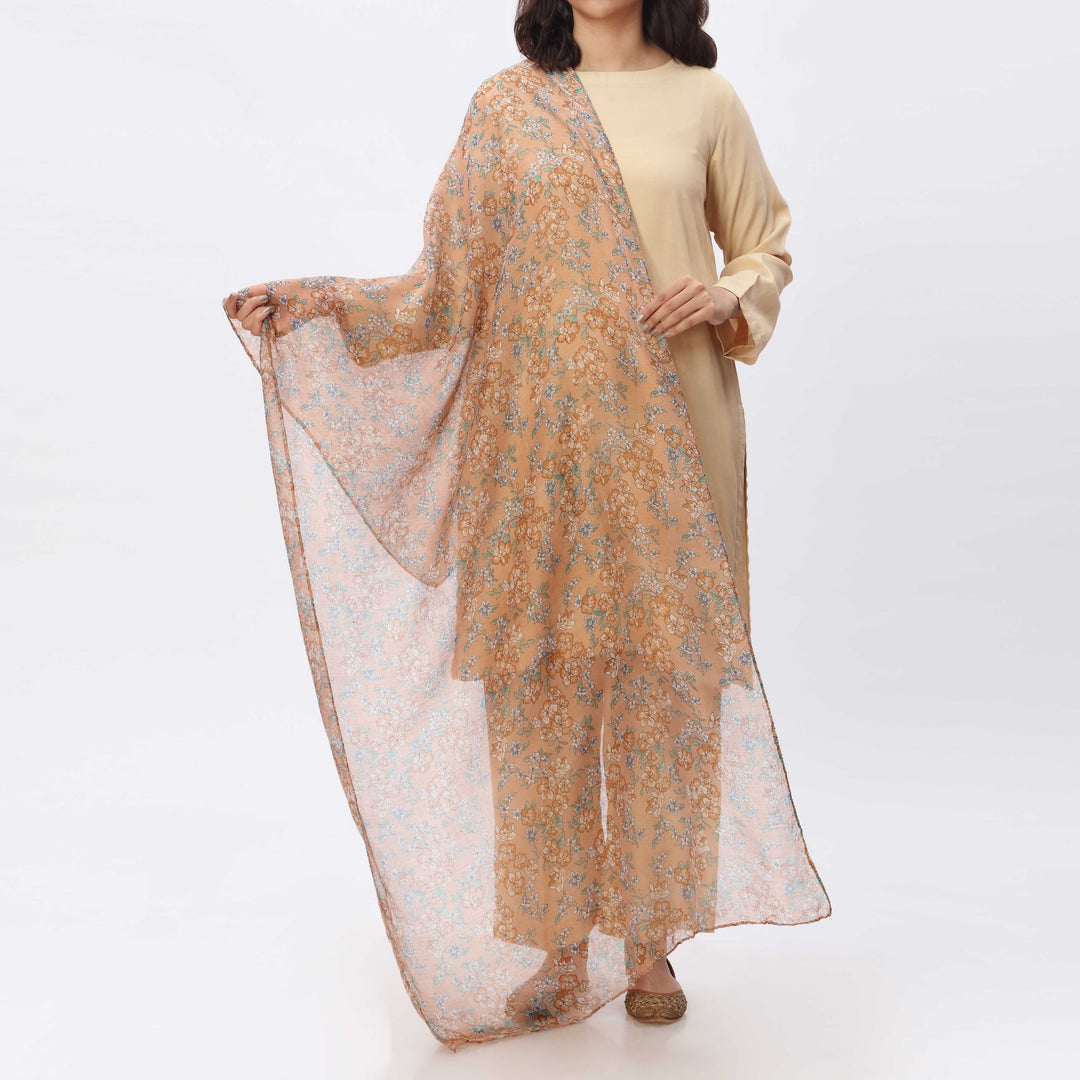 Beige Digital Print Stole PS3751