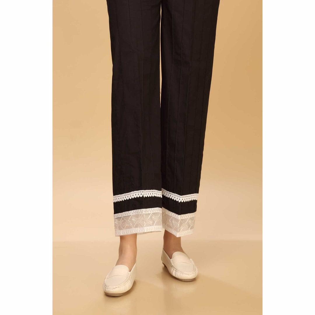 Cambric Plain Trouser Embellished with lace