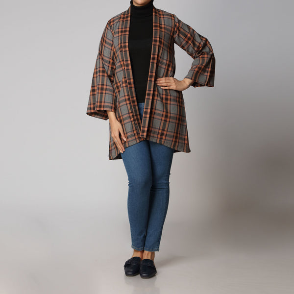 1PC- Flannel Checkered Open Shirt PW2311