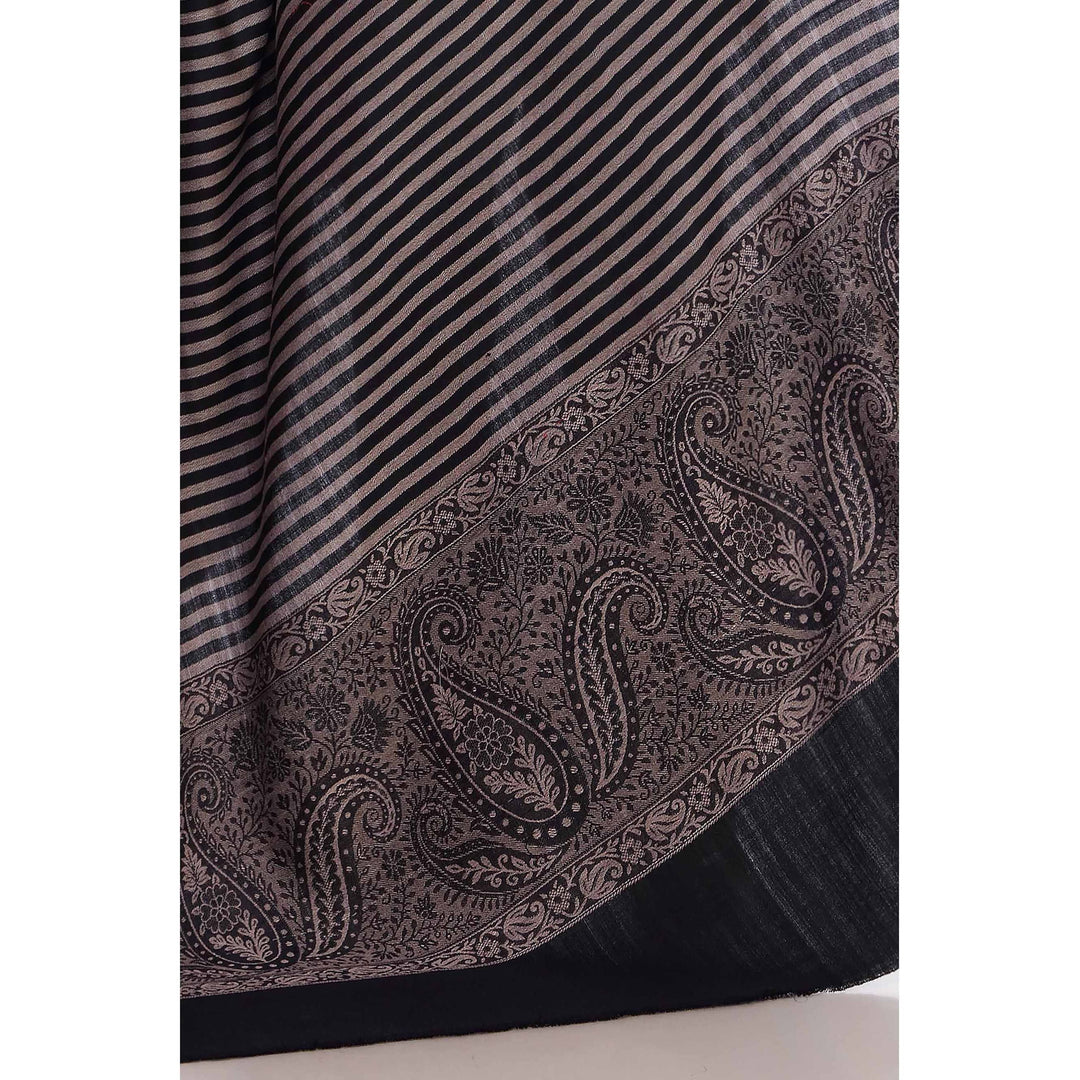 Black Striped & Border Shawl PW2710